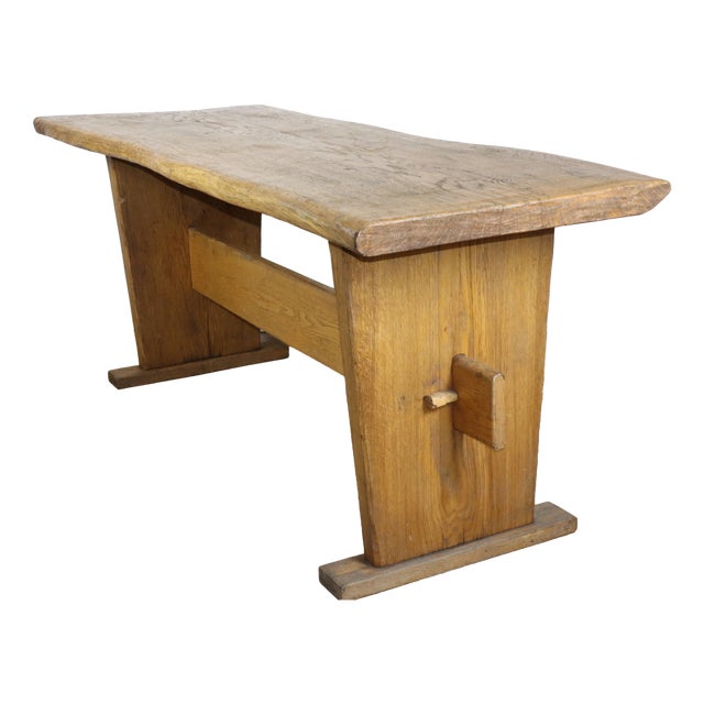 Brutalist Dining Table in Wood, 1960s For Sale