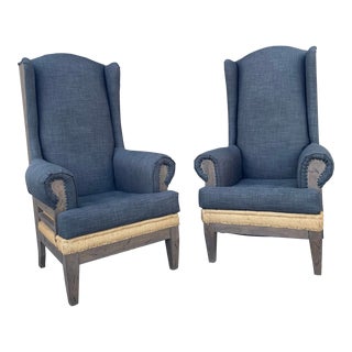 Restoration Hardware Style Wingback Deconstructed Chairs- Set of 2 For Sale