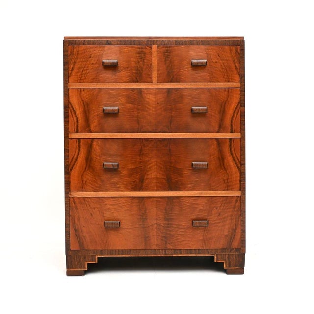Art Deco Figured Walnut Chest of Drawers from Heals, 1930 For Sale - Image 3 of 11