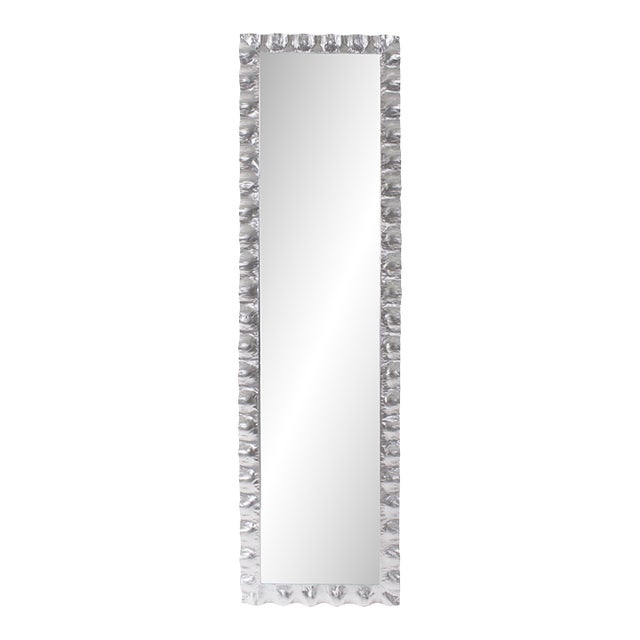 La Bailadora Bright Silver Ruffled Metal Dressing Mirror For Sale