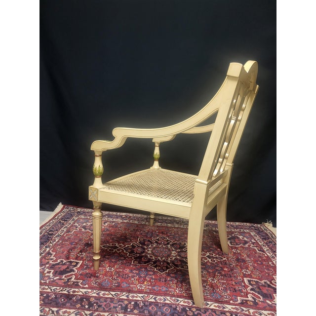 Hand-Painted Caned Armchairs – Pair For Sale In Washington DC - Image 6 of 17