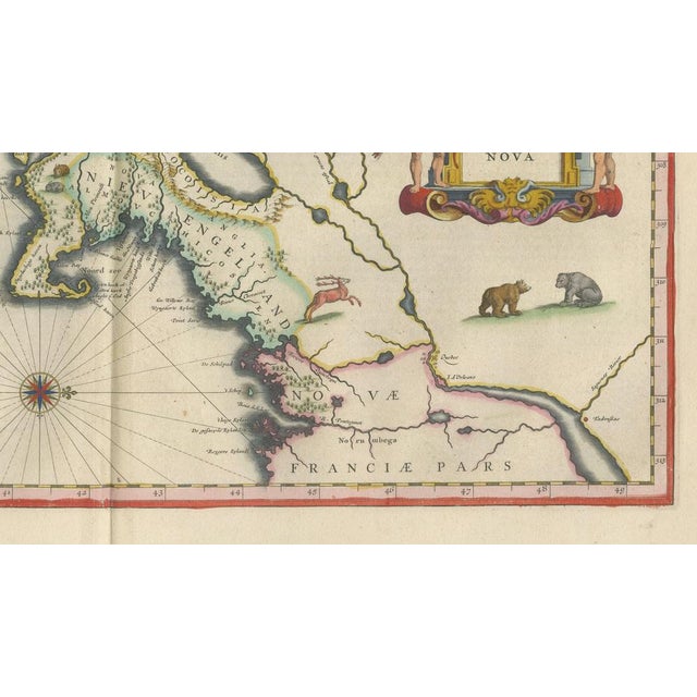 Gold Antique New England Map, 1642 For Sale - Image 8 of 15