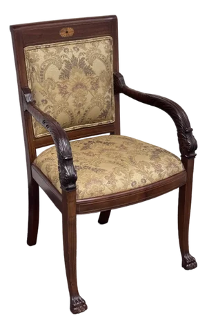 Antique French Empire Carved Mahogany Chair