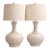 Pair of Cream Glazed Ceramic Table Lamps With Linen Shades For Sale