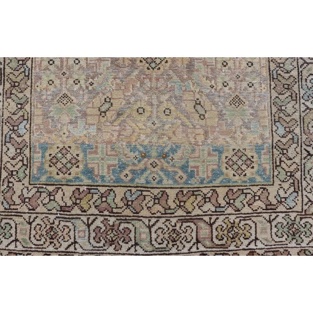 Blue Antique Persian Malayer Runner With Sub-Geometric Design in Blue and Brown Tones 3'5 X 12'10 For Sale - Image 8 of 15