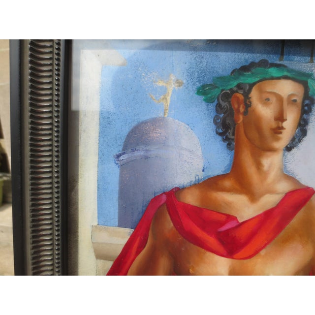 Ruby Red Raoul Pene Du Bois Painting "Renaissance Prince " Mid Century For Sale - Image 8 of 10