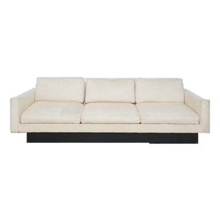 Tweed, Plinth Base Three Seater Sofa, 1970s For Sale