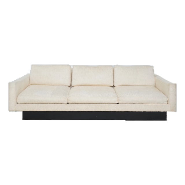 Tweed, Plinth Base Three Seater Sofa, 1970s For Sale