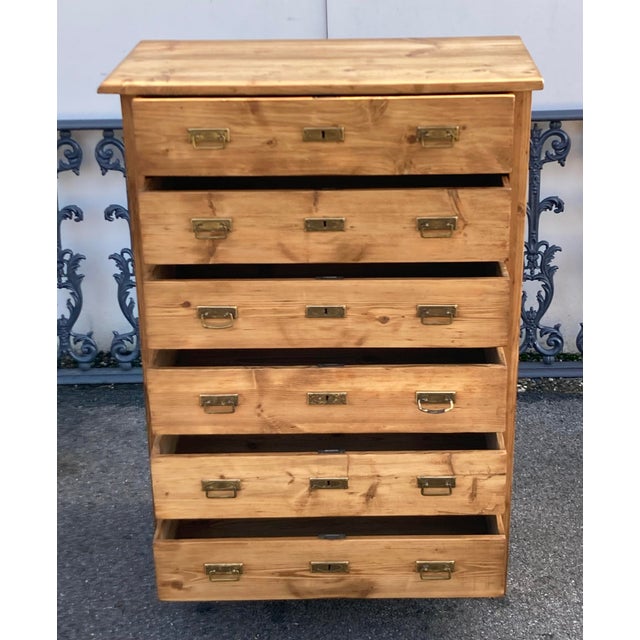 1920s Pine Chest of Six Drawers of Equal Depth For Sale - Image 5 of 15