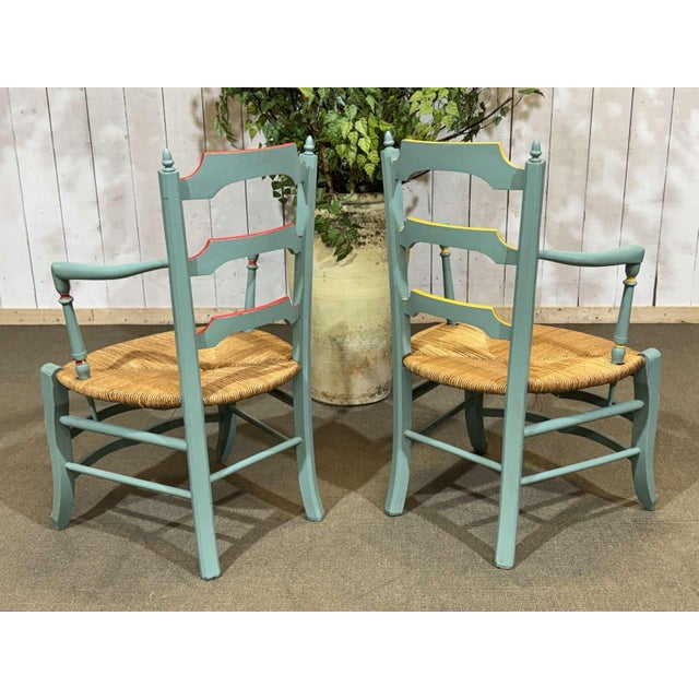 Rustic Beechwood Armchairs with Straw Seats, 1930s, Set of 2 For Sale - Image 15 of 17