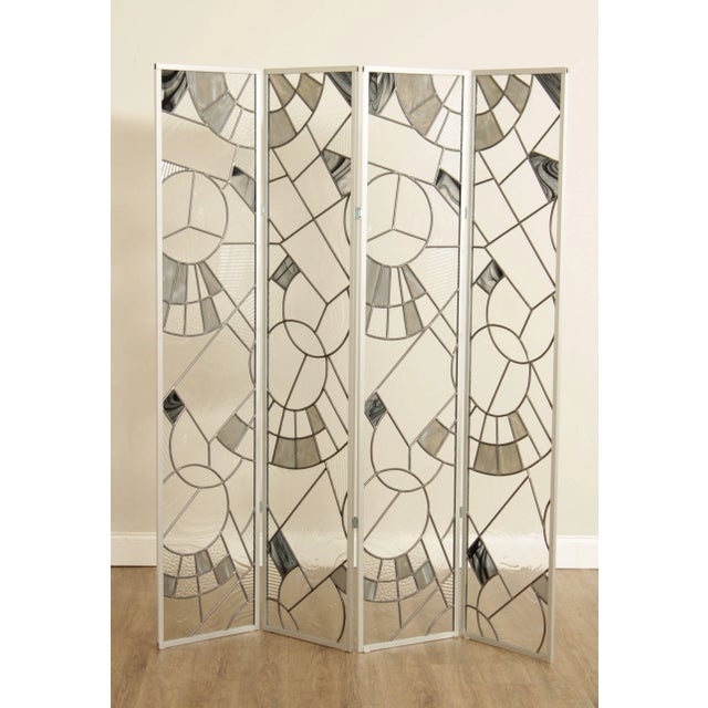 1980s Post Modern Art Glass Four Panel Room Divider Chairish