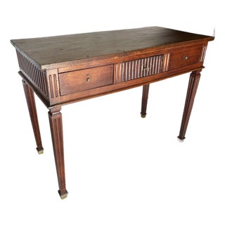 19th Century French Louis XVI Walnut Console Table For Sale