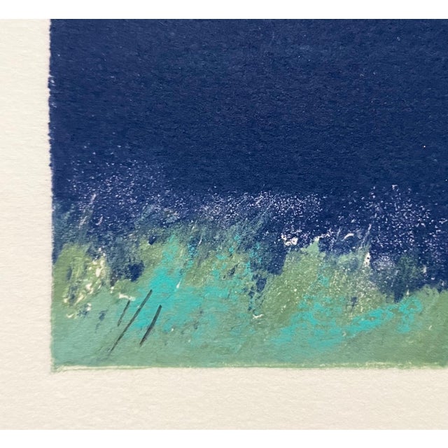 Susan Hall, Large Monotype Monoprint Print Scenic Lake Landscape Susan Hall Woman Artist, c. 20th century For Sale - Image 4 of 6