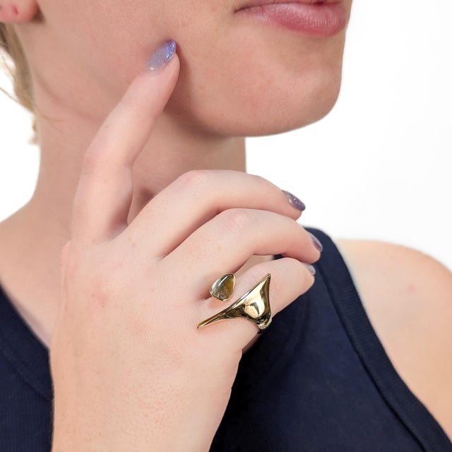 Modern Signed Modernist Ed Wiener 14k Gold Cocktail Ring For Sale - Image 3 of 16