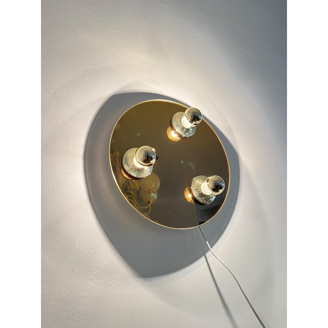 Vintage Pop Art Space Age Bronze Mirrored Wall Lamp, 1980s For Sale - Image 7 of 7