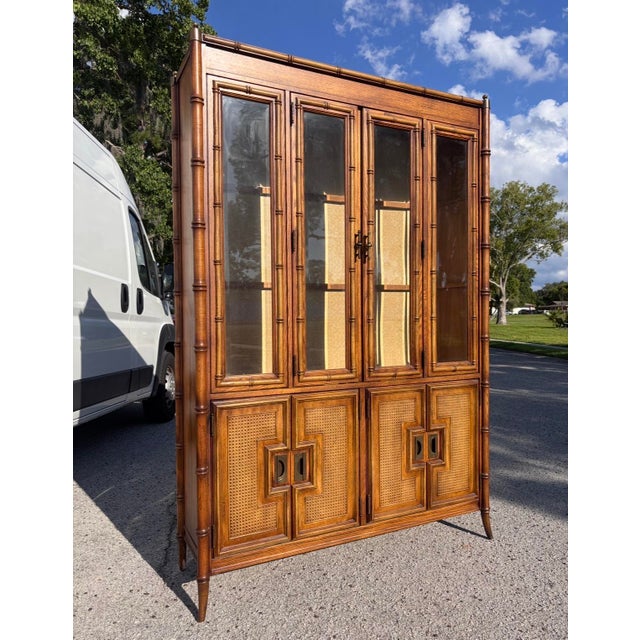 Hollywood Regency Hollywood Regency Stanley Faux Bamboo Hutch For Sale - Image 3 of 10