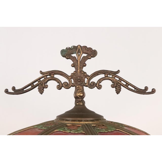 Period Mid 20th CenturyRestored Art Nouveau Reverse Painted Shade Brass Floor Lamp For Sale - Image 10 of 15
