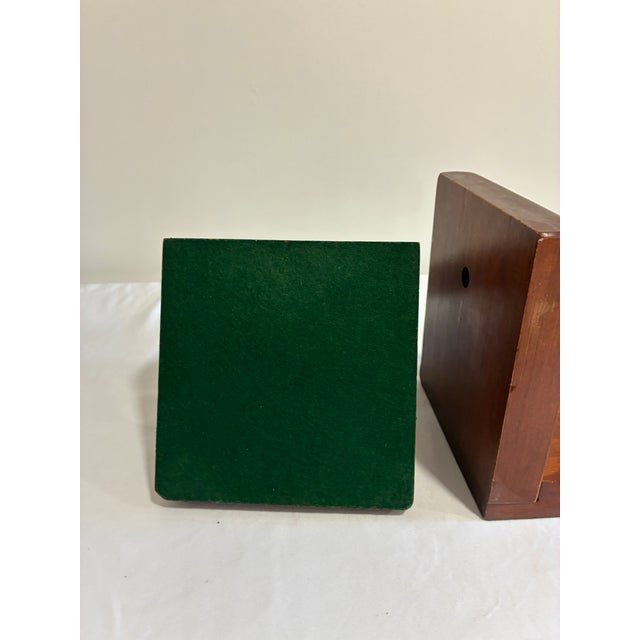 Wood Vintage Wood Bookends With Brass Ring Pull Hardware, Pair For Sale - Image 7 of 8