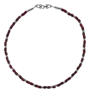 Ajd 18 Inch Rhodolite Garnet and Silver Czech Crystal Collar January Birthstone