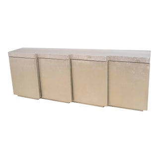 Custom Silver Leaf Finish Large 4 Door Credenza Sideboard For Sale