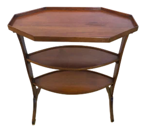 Vintage Directoire Fruitwood 3 Tier Side Table With Octagonal Top