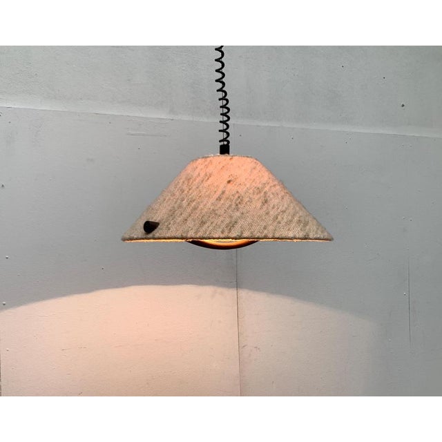 Beige Mid-Century Wood and Wool Pendant Lamp, 1960s For Sale - Image 8 of 18