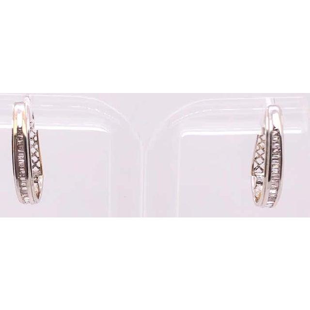 Modern 14 Karat White Gold Diamond Half Hoop Latch Back Earrings For Sale - Image 3 of 8