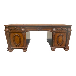 71" Hooker Partner’s Executive Home Office Leather Top Desk by Seven Seas For Sale