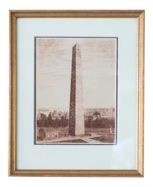 Mid 19th Century "Bunker Hill" Architectural Reproduction Print, Framed