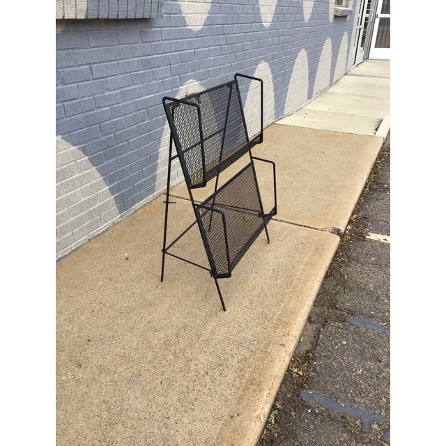 Mid-Century Modern Vintage Black Metal Media Rack, Mid-Century Modern, 1950s Usa For Sale - Image 3 of 12