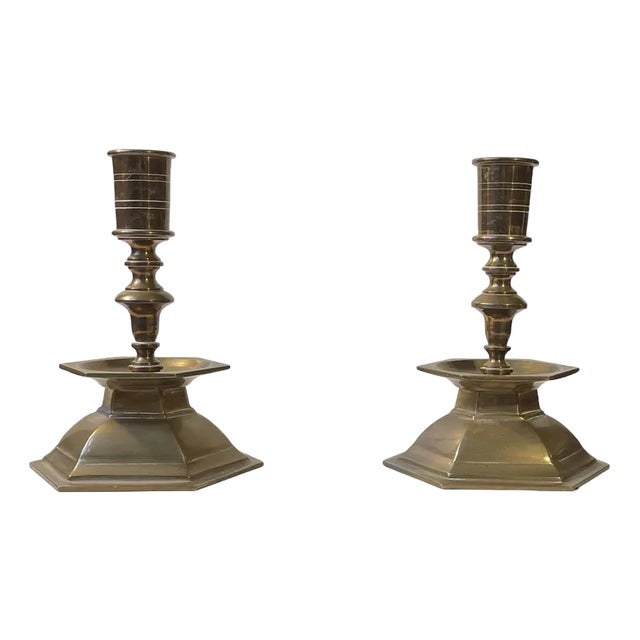 Vintage Church Altar Candlesticks in Brass, 1930s, Set of 2 For Sale