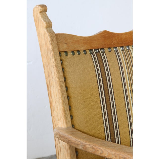Vintage Danish Oak Brutalist Armchair in the style of Henning Kjærnulf, 1960s For Sale - Image 15 of 18