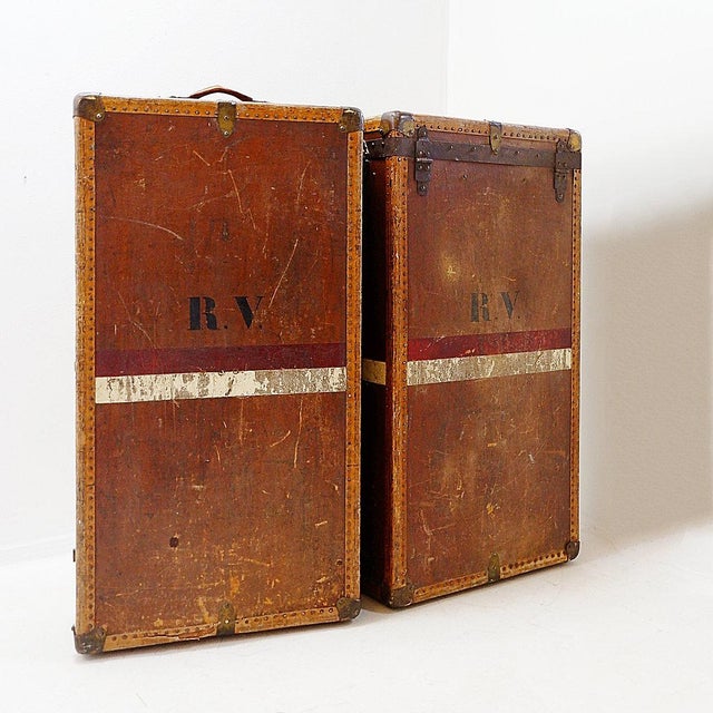 Metal Antique Travel Trunk, 1930 For Sale - Image 7 of 16