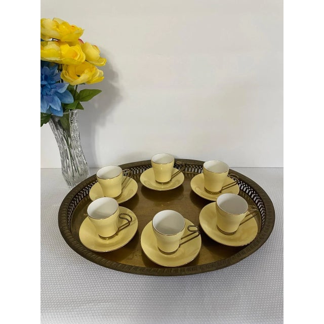 Mid 20th Century Italian Gna Porcelain Demitasse / Espresso Set With Brass Handles - Service for Six For Sale - Image 11 of 12