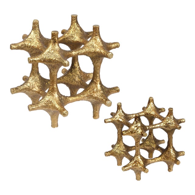 Gilded Connection Modern Sculptures Set/2 For Sale