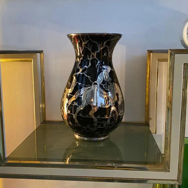 1930s Purple Glass and Sterling Silver Orientalist Italian Vase For Sale - Image 6 of 13
