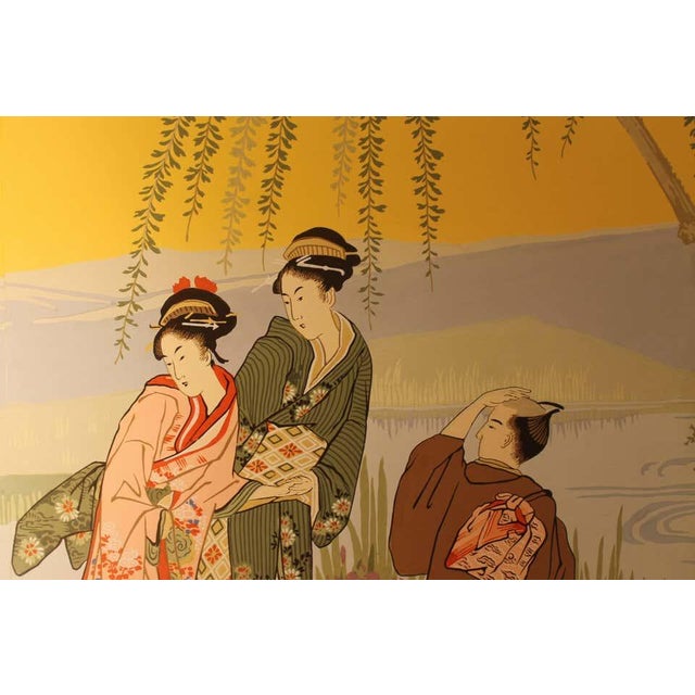 This antique and charming early 20th Century scenic wallpaper by French Zuber manufacture is made up of five rolls of wall...