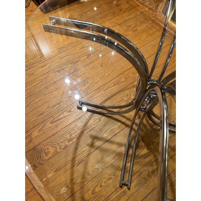 Metal 1970’s Chrome & Glass Table For Sale - Image 7 of 12