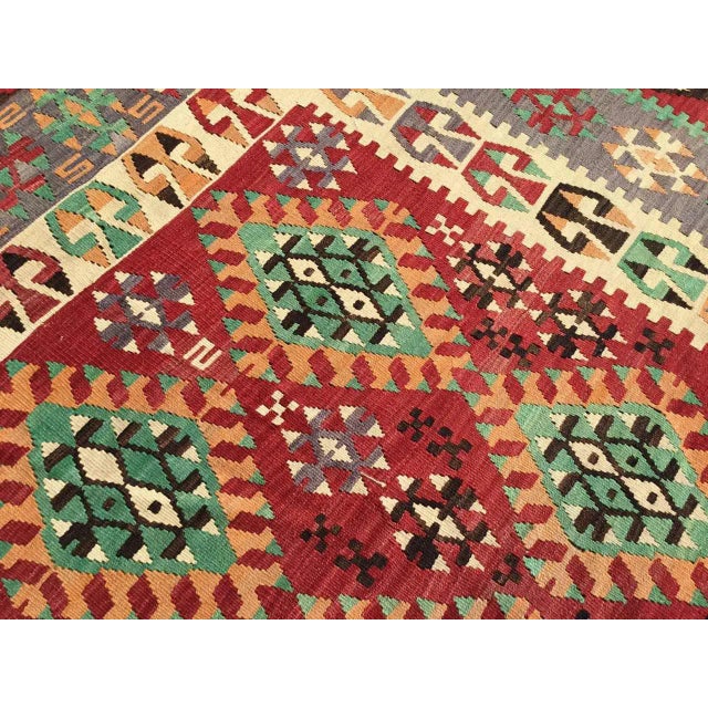 Vintage Turkish Kilim Rug - 73" X 117" For Sale - Image 9 of 12
