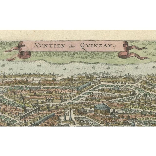 Antique Birds-Eye View of Hangzhou by Matthäus Merian, 1638 For Sale - Image 6 of 7