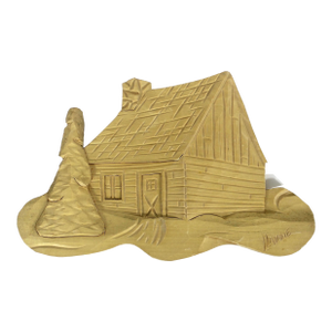 Vintage Hand Carved Wood Wall Decor Cabin Tree