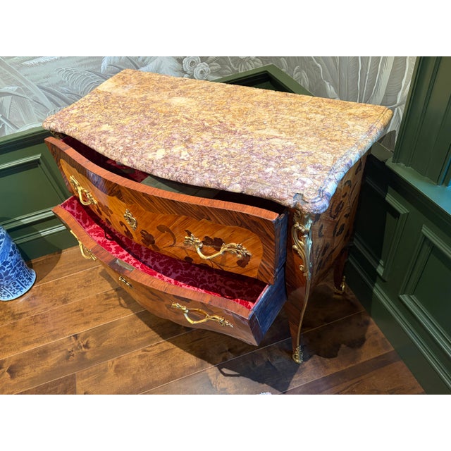 Mid 18th Century Louis XV Marquetry and Parquetry Commode, Stamped C. Wolff Jme For Sale - Image 4 of 13