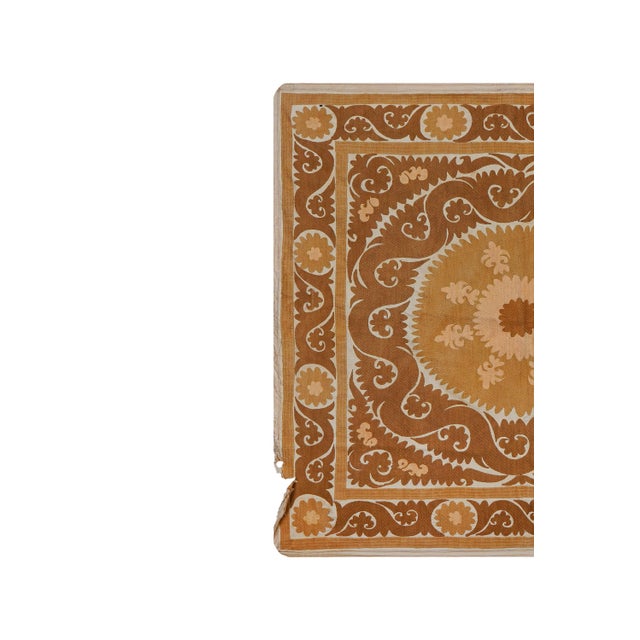 Vintage Suzani from Samarkand, circa 1900s. There are stains on this suzani. Dimension; 53'' x 57" inches /138 x 144 cm /...