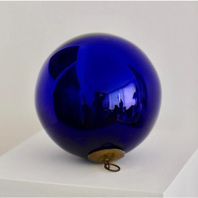 Large Deep Blue Mercury Ball with Chain For Sale - Image 5 of 6