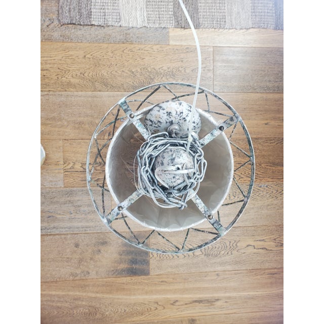 Weir's Furniture - Hanging Circular Metal Cage Light Fixture (20"L x 13"W) - Model# P-1075 - Brand New, Never Opened