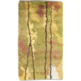 Scandinavian Hand-Knotted Rya Rug in Pure Wool with Abstract Pattern, 1960s For Sale