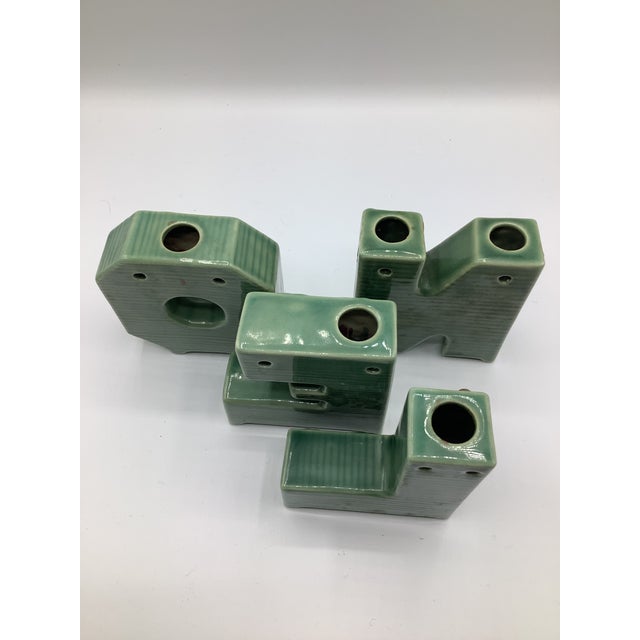 Ceramic Vintage Ceramic Christmas Noel Letters Candle Holders Lipper and Mann Japan - Set of 4 For Sale - Image 7 of 8