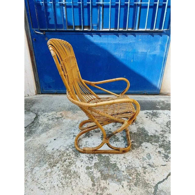 Tito Agnoli Italian Bamboo Armchair, 1960s For Sale - Image 4 of 6