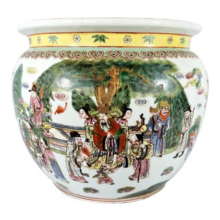 The Qilin Parade, Early 20th Century Chinese Porcelain Planter or Jardiniere For Sale