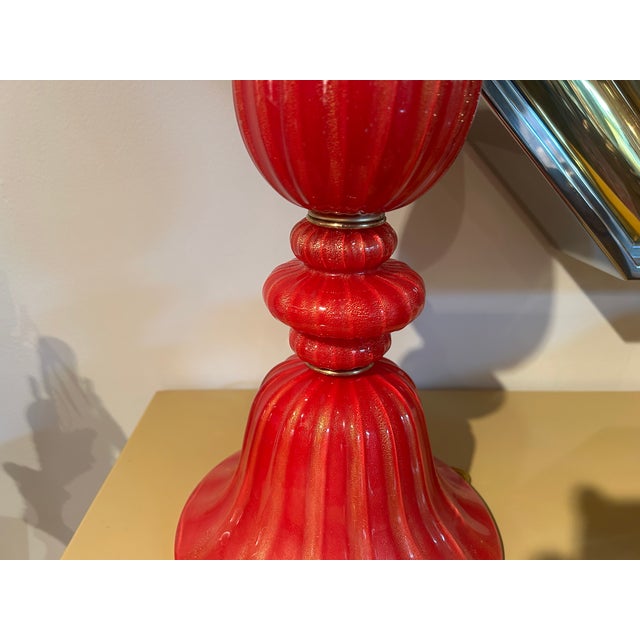 Glass Vintage Pair of Murano Glass Lamps For Sale - Image 7 of 11